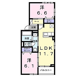 阪急伊丹線 伊丹駅 バス15分 スポーツセンター前下車 徒歩3分の賃貸アパート 2階2LDKの間取り
