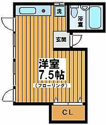 京王線 笹塚駅 徒歩9分の賃貸マンション 2階ワンルームの間取り