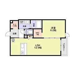 西武新宿線 野方駅 徒歩5分の賃貸アパート 2階1LDKの間取り