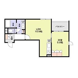 西武新宿線 野方駅 徒歩5分の賃貸アパート 2階1LDKの間取り