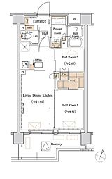 都営浅草線 西馬込駅 徒歩12分の賃貸マンション 5階2LDKの間取り