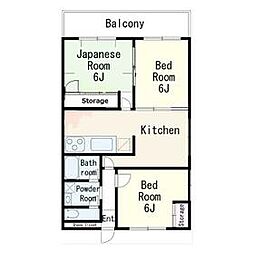 京王相模原線 京王永山駅 徒歩26分の賃貸マンション 2階3LDKの間取り