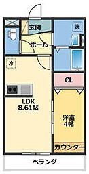 JR常磐線 柏駅 徒歩11分の賃貸アパート 3階1LDKの間取り