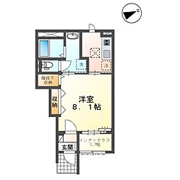 名鉄常滑線 常滑駅 徒歩15分の賃貸アパート 1階1Kの間取り