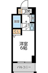 東急東横線 新丸子駅 徒歩8分の賃貸マンション 5階ワンルームの間取り