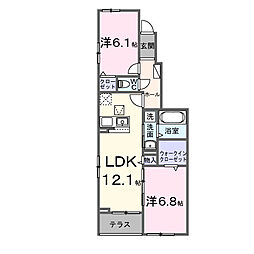 つくばエクスプレス 万博記念公園駅 徒歩15分の賃貸アパート 1階2LDKの間取り
