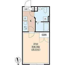 JR埼京線 北赤羽駅 徒歩7分の賃貸マンション 2階1Kの間取り