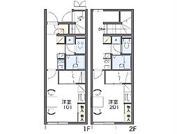 JR南武線 西府駅 徒歩20分の賃貸アパート 2階1Kの間取り