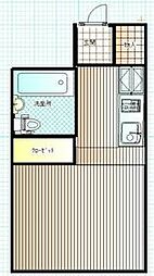 スカイコート川崎IV 3階ワンルームの間取り