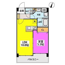 JR鹿児島本線 福工大前駅 徒歩10分の賃貸マンション 5階1LDKの間取り