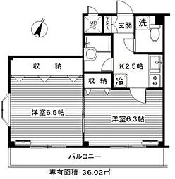 京急本線 梅屋敷駅 徒歩19分の賃貸マンション 3階2Kの間取り