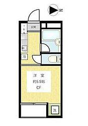 京王井の頭線 駒場東大前駅 徒歩4分の賃貸アパート 2階ワンルームの間取り