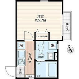 JR横須賀線 保土ケ谷駅 徒歩9分の賃貸アパート 1階1Kの間取り