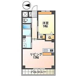 エスポワールせんげん台 2階1LDKの間取り