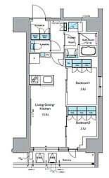 都営大江戸線 新御徒町駅 徒歩5分の賃貸マンション 7階2LDKの間取り