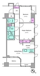 JR山手線 大塚駅 徒歩9分の賃貸マンション 4階2LDKの間取り