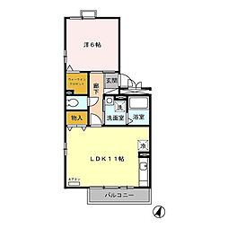 JR武豊線 東成岩駅 徒歩11分の賃貸アパート 3階1LDKの間取り