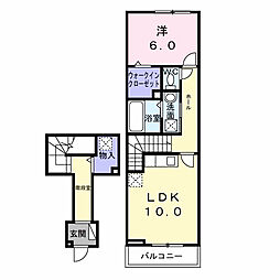 東武伊勢崎線 新伊勢崎駅 徒歩7分の賃貸アパート 2階1LDKの間取り