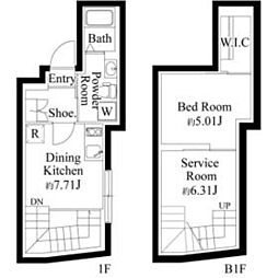 東京メトロ千代田線 代々木上原駅 徒歩3分の賃貸マンション 1階1SDKの間取り