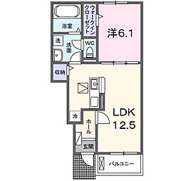 名鉄常滑線 寺本駅 徒歩5分の賃貸アパート 1階1LDKの間取り