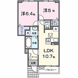 JR常磐線 土浦駅 バス28分 藤沢神社前下車 徒歩5分の賃貸アパート 1階2LDKの間取り