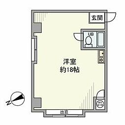 都営三田線 芝公園駅 徒歩8分の賃貸マンション 2階ワンルームの間取り
