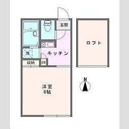 東武小泉線 館林駅 徒歩13分の賃貸アパート 1階1Kの間取り
