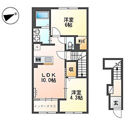 La Recolte (ラ レコルト) 2階2LDKの間取り