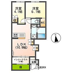 豊橋鉄道東田本線 井原駅 徒歩5分の賃貸アパート 1階2LDKの間取り