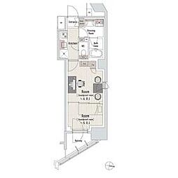 都営大江戸線 西新宿五丁目駅 徒歩7分の賃貸マンション 13階2Kの間取り