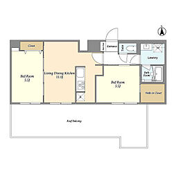 グランカーサ尾久 704 7階2LDKの間取り