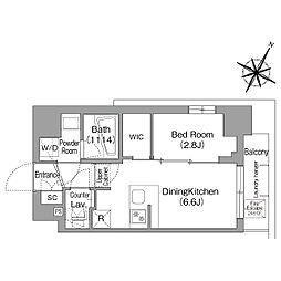 東京メトロ丸ノ内線 新中野駅 徒歩4分の賃貸マンション 4階1DKの間取り