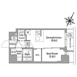 東京メトロ丸ノ内線 新中野駅 徒歩4分の賃貸マンション 10階1DKの間取り