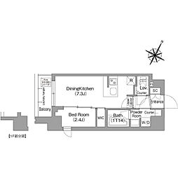 東京メトロ丸ノ内線 新中野駅 徒歩4分の賃貸マンション 2階1DKの間取り
