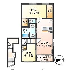 Ｃｏｌｚａ（コルザ） 2階2LDKの間取り