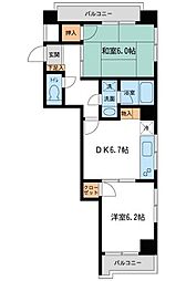 東京メトロ南北線 王子神谷駅 徒歩1分の賃貸マンション 6階2DKの間取り