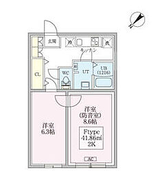 東京メトロ有楽町線 平和台駅 徒歩5分の賃貸マンション 2階2Kの間取り