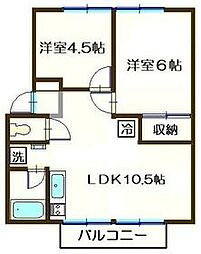 JR京浜東北・根岸線 港南台駅 徒歩15分の賃貸アパート 1階2LDKの間取り