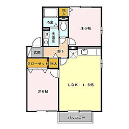 京成松戸線 三咲駅 徒歩11分の賃貸アパート 2階2LDKの間取り