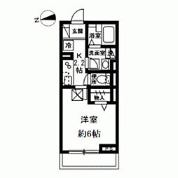 ロイジェント高島平 2階1Kの間取り