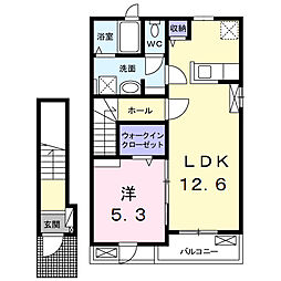 エアリーヒル 2階1LDKの間取り