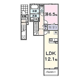 愛知環状鉄道 北野桝塚駅 徒歩18分の賃貸アパート 2階1LDKの間取り