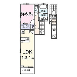 愛知環状鉄道 北野桝塚駅 徒歩18分の賃貸アパート 2階1LDKの間取り