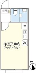 都営大江戸線 新江古田駅 徒歩9分の賃貸アパート 1階ワンルームの間取り