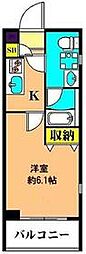 JR横須賀線 西大井駅 徒歩5分の賃貸マンション 3階1Kの間取り