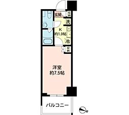 東京メトロ東西線 木場駅 徒歩10分の賃貸マンション 3階1Kの間取り