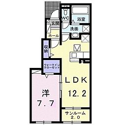 グランドヒルＫ 1階1LDKの間取り
