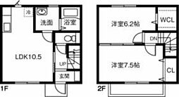 名鉄西尾線 福地駅 4.4kmの賃貸テラスハウス 1階2LDKの間取り