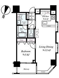 AXASXEBEC秋葉原 1001号室 10階1LDKの間取り