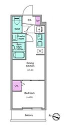 ドゥーエ梅屋敷 5階1DKの間取り